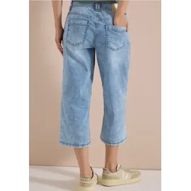Cecil High Waist Wide Leg Jeans mit Streifen - Blau|Weiß