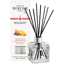 MAISON BERGER PARIS Diffuser Cube Stäbchenduft Orange Zimt inkl. 125 ml Duft mit Duftstäbchen weiß