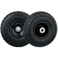 Relaxdays Sackkarrenrad 2er Set, luftbereiftes Komplettrad mit Stahlfelge, für 16 mm Achse, 100 kg, schwarz