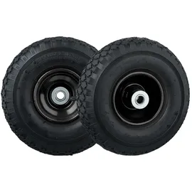 Relaxdays Sackkarrenrad 2er Set, luftbereiftes Komplettrad mit Stahlfelge, für 16 mm Achse, 100 kg, schwarz