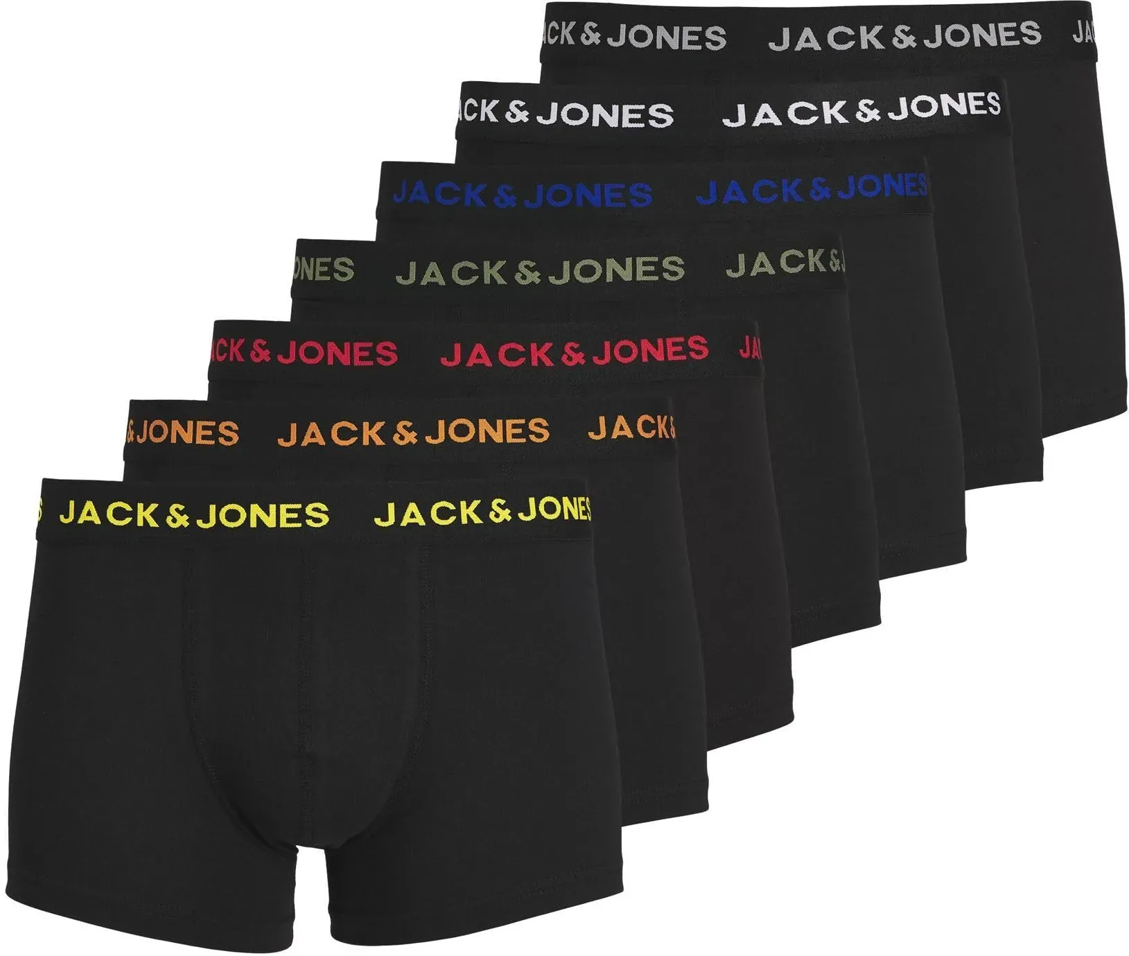 Jack & Jones Herren JACBASIC Trunks 7 Pack NOOS 12165587, Black/Black - Black - Black -, S