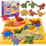 VBACALA Magic Sand Für Kinder,Magic Sand Sandbox Set mit 600g Spielsand Dinosaurier Figuren Spielzeug Welt,Sensorisches Sandspielzeug für Kinder Jungen ab 3 Jahre