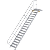 Günzburger Treppe mit Plattform 45° inkl. einen Handlauf, 800mm Stufenbreite, 18 Stufen