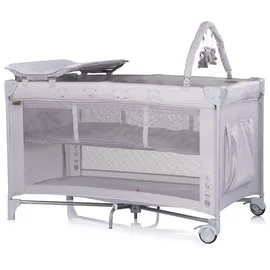 Chipolino Reisebett, Luna 2 Ebenen Wickelauflage klappbar Spielbogen Faltmatratze silber Kunststoff, 60x120 cm, Babymöbel, Babybetten, Reisebetten