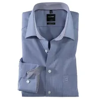 Olymp Businesshemd "Luxor modern fit", Herren, Gr. 44, N-Gr, blau (royal), Web, Obermaterial: 100% Baumwolle, kariert, Hemden