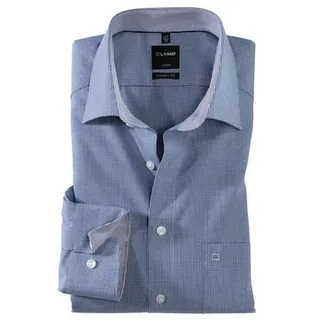 Olymp Businesshemd "Luxor modern fit", Herren, Gr. 44, N-Gr, blau (royal), Web, Obermaterial: 100% Baumwolle, kariert, Hemden