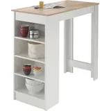 MID.YOU Bartisch, in weiss mit Tischplatte in Eiche, Sonoma und seitlichem Regal