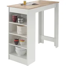 MID.YOU Bartisch, in weiss mit Tischplatte in Eiche, Sonoma und seitlichem Regal