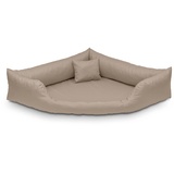 Juelle Orthopädisches Hundebett Eckbett mit Orthopädischer Hundematratze, Abnehmbarer Schutzhülle, Maschinenwäsche Dakota M-XXL (145x105cm, Beige)