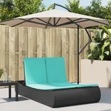 Möbel Doppel-Sonnenliege mit Kissen Schwarz Poly Rattan - Gartenliegen CC1909