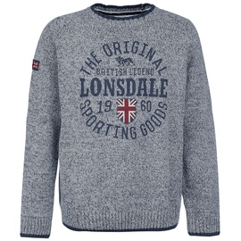 Lonsdale London Herren Borden Crewneck Sweatshirt Knit, Light Grey, XL