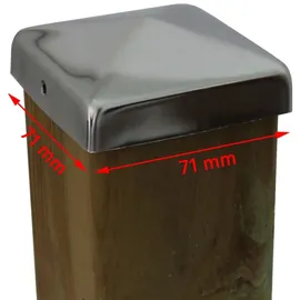 Baumarktplus 25x Pfostenkappe Edelstahl Pyramide Abdeckkappe Für Pfosten 7x7cm