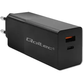 Qoltec GaN POWER PRO Ladegerät 1xusb-c 1xUSB 100W 5-20V 1,5-5a PD Laptop Smartphone Schwarz