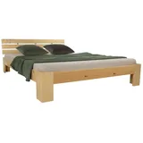 Homestyle4u Holzbett 140 x 200 cm mit Lattenrost in Braun 1837