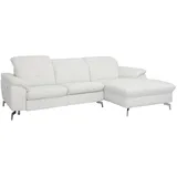 vente-unique Relaxsofa Ecksofa Leder, - Ecke Rechts - Elfenbein - LISMORE