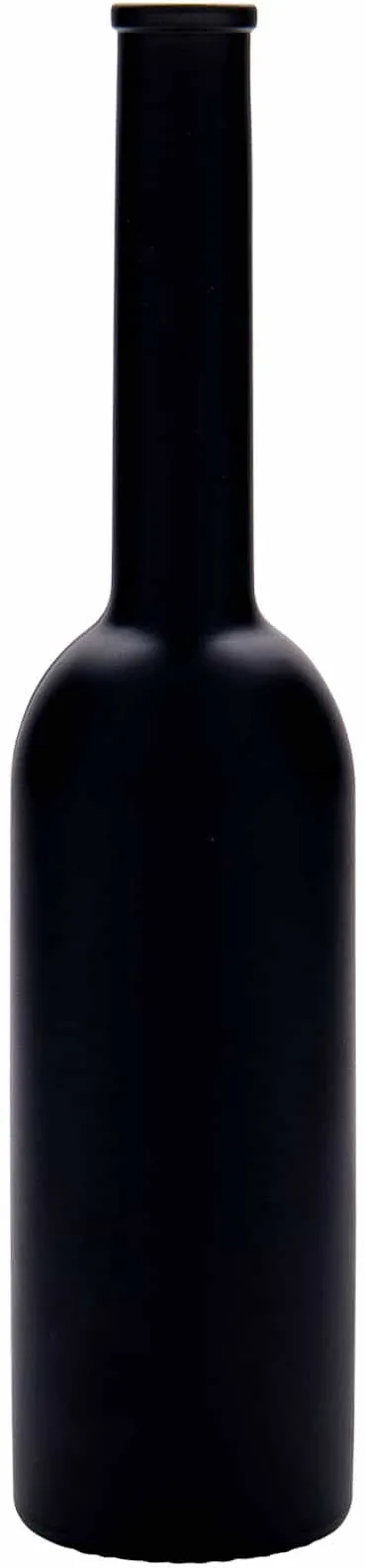 Botella de vidrio 'Opera' de 200 ml, negro, boca: corcho