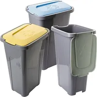 Sustania Mülleimer 3er Set 30L, mit Deckel Mülltrennung, farbcodierte