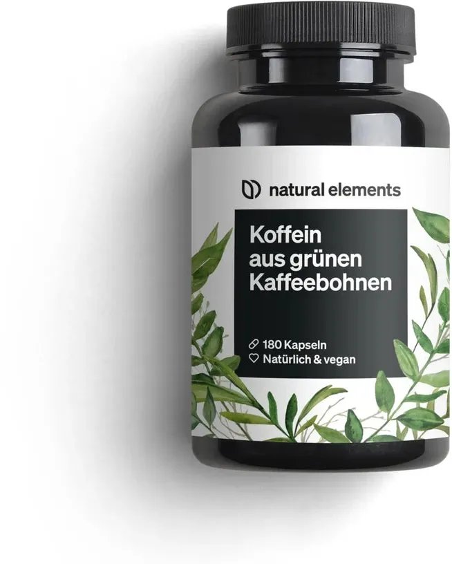 Koffein Kapseln – 200mg natürliches Koffein/Kapsel – 180 Kapseln – natürliche Alternative zu Koffein Tabletten – vegan, hochdosiert – in Deutschland produziert & laborgeprüft 180 St