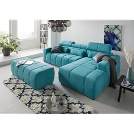 DOMO collection Ecksofa DOMO COLLECTION "Brandon große Ausführung B/T/H: 289/177/80 cm, auch in Leder und Cord", blau (türkis), B:289cm H:80cm T:175cm, Luxus-Microfaser in Antikleder-Optik (100% Polyester);Luxus-Microfaser (100% Polyester);Kunstleder SOFTLUX, Sofas,