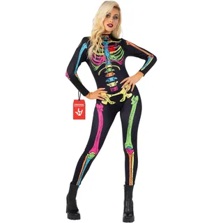 Morphsuits Halloween Kostüm Damen, Skelett Anzug Damen, Halloween Kostüm Skelett Damen, Skelett Kostüm Damen Leuchtend - L