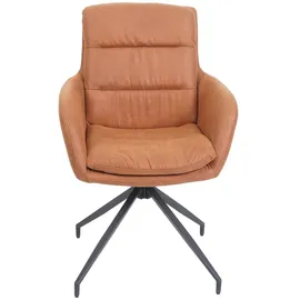 Mendler 6er-Set Esszimmerstuhl HWC-K32, Küchenstuhl Lehnstuhl Stuhl, drehbar Auto-Position, Stoff MVG ~ Wildleder-Optik braun