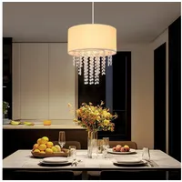 Nettlife Hängeleuchte Kristall Esstisch Stoff E27 Modern Pendelleuchte 150CM Esszimmer, Höhenverstellbar, LED wechselbar, für Schlafzimmer Esstisch Wohnzimmer Esszimmer