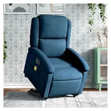 vidaXL Massagesessel mit Aufstehhilfe Elektrisch Samt 144,5 x 82 x 0 cm Blau mit Fernbedienung