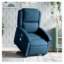 vidaXL Massagesessel mit Aufstehhilfe Elektrisch Samt 144,5 x 82 x 0 cm Blau mit Fernbedienung