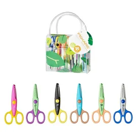 Fiskars KidzorsTM Kinder-Dekorscheren inkl. Tasche, 13 cm, Rechts- und Linkshänder, ab 4 Jahren, 6er Set