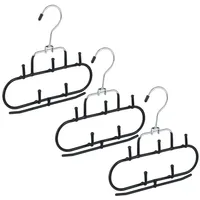 Relaxdays 6 x Gürtelhalter mit 5 Haken Schwarz,Silber