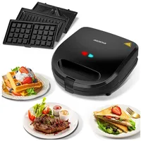 Aigostar 3-in-1-Kombi-Waffeleisen Rubik - Sandwichtoaster Kontaktgrill, 3 Grillplatten Sandwich Maker, 750,00 W, Beidseitiges Grillen, Automatisches Thermostat schwarz