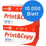 Druckerpapier Kopierpapier 10000 Blatt 20 x 500 A4 80g Premium Hochweiß CIE 160 Testsieger 100% PEFC Umweltzertifikat