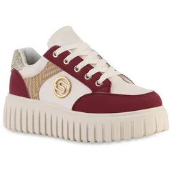 Damen Plateau Sneaker in Dunkelrot