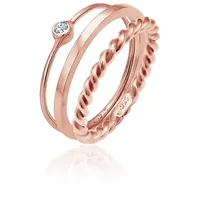 Elli Solitärring Ring-Set mit 925 Silber, mit Kristallen von Swarovski® goldfarben 56 mm