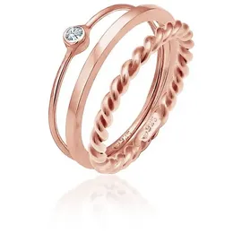 Elli Solitärring Ring-Set mit 925 Silber, mit Kristallen von Swarovski® goldfarben 56 mm