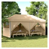vidaXL Partyzelt Faltbar Pop-Up mit 4 Seitenteilen Beige