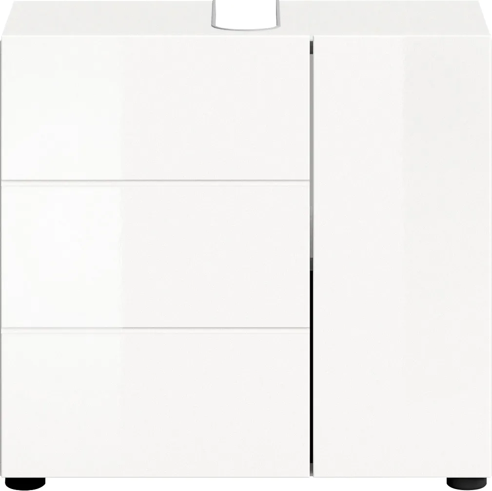 Waschbeckenunterschrank WELLTIME "Biel" Schränke Gr. B/H/T: 60 cm x 56 cm x 34 cm, 2 St., weiß Bad-Waschbecken-Unterschränke Badmöbel, 2 Türen, asymetrisch, Breite 60 cm