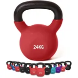 wuuhoo® Kettlebell Dwayne - Kugelhantel 2kg - 28kg aus massivem Gusseisen mit Neopren Beschichtung, Schwunghantel für Dein Krafttraining, Gewichte mit Farbcodes - Fitnessgerät für Zuhause 24 kg