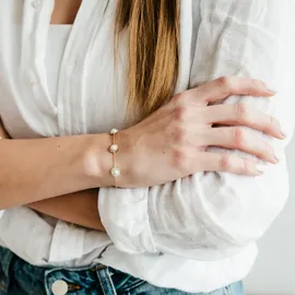 Julie Julsen Armband 925/- Sterling Silber vergoldet Perle und Zirkonia