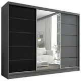 A&J MöbelLand Schiebetürenschrank AURELIA 2 200 x 0 x 0 cm Grau/Schwarz