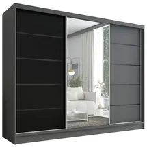 A&J MöbelLand Schiebetürenschrank AURELIA 2 200 x 0 x 0 cm Grau/Schwarz