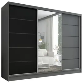A&J MöbelLand Schiebetürenschrank AURELIA 2 200 x 0 x 0 cm Grau/Schwarz