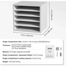 Vevor Briefablage Dokumentenablage 355x305x330mm Ablagefächer Organizer, (Weiß,
