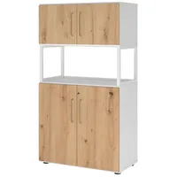 Hjh OFFICE PRO Hammerbacher Kombischrank FlexWall 4OH 1offen weiß/asteiche