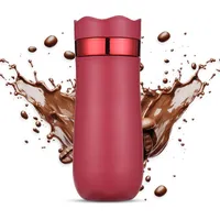 yiweog Tragbarer French-Press-Reisebecher 320 ml 2 Tassen Beige/Rot
