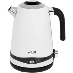 Adler AD 1295w Wasserkocher in Weiß, 1,7 Liter, 2200 Watt, mit LCD-Anzeige und Temperaturregelung