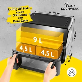 GOURMETmaxx Heißluft-Fritteuse Vario-Doppelkammer 9l - Schwarz