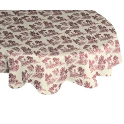Tischdecke ADAM "Good Old Days" Gr. 1, rot (dunkelrot, natur), B:220cm L:145cm, Bio-Baumwolle, Tischdecken, GOTS organic,zertifiziert durch CERES 0242Made in Germany