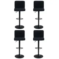 Home4You Barhocker 4er Set, Schwarz - Webstoffbezug - Metallgestell