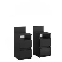 Vichy Vicco Nachttisch, Schwarz, 25 x 59.1 cm 2er